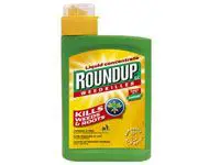 Bottle of RoundUp brand weed killer.