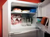 An open freezer.