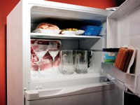 An open freezer.